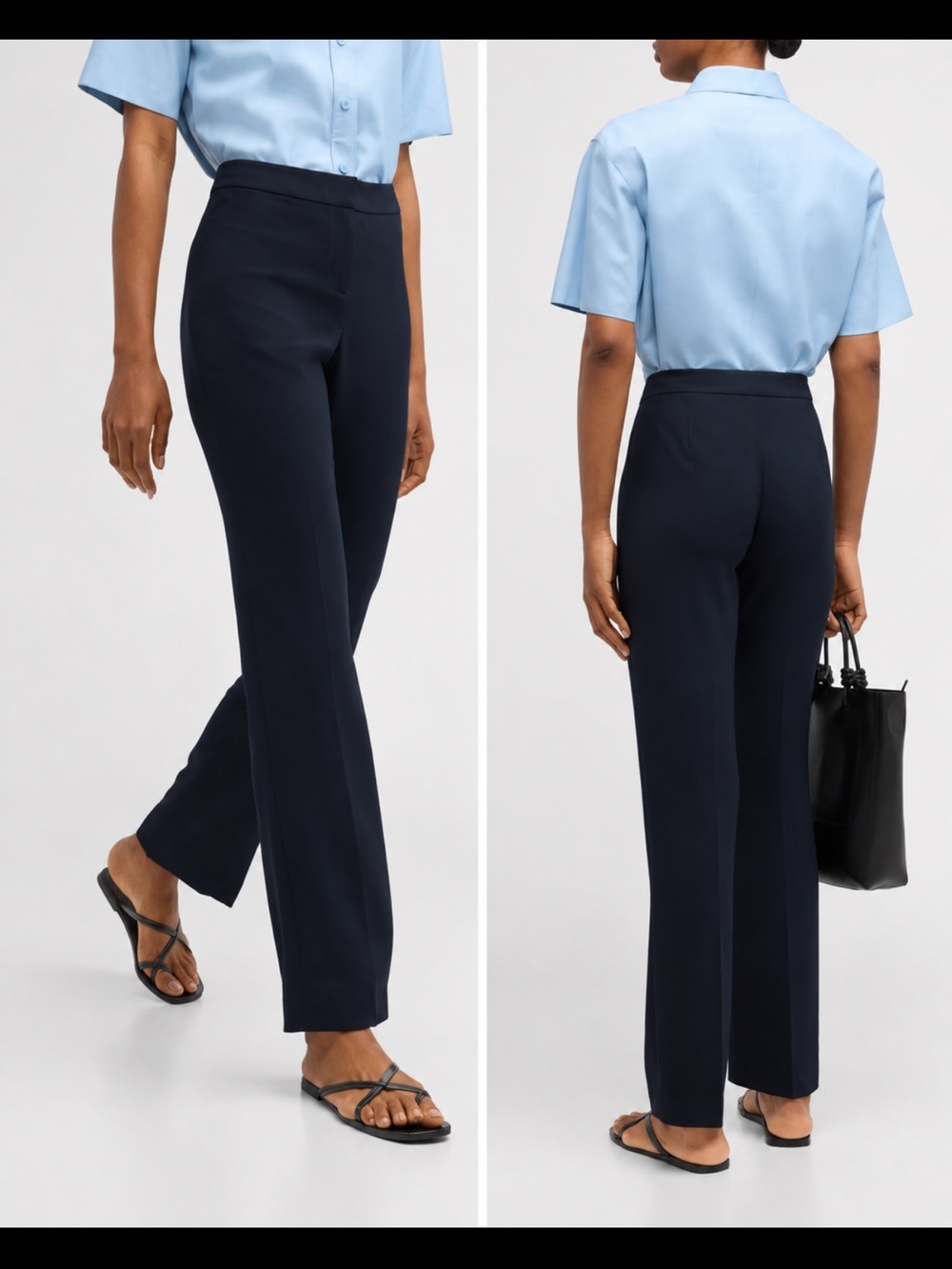 Lafayette 148 New York Barrow FinesseCrepe Pants Straight Leg Navy Size 2 - Picture 8 of 8